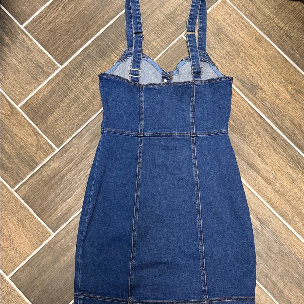 Denim Button-Front Mini Dress - Picture 4 of 5